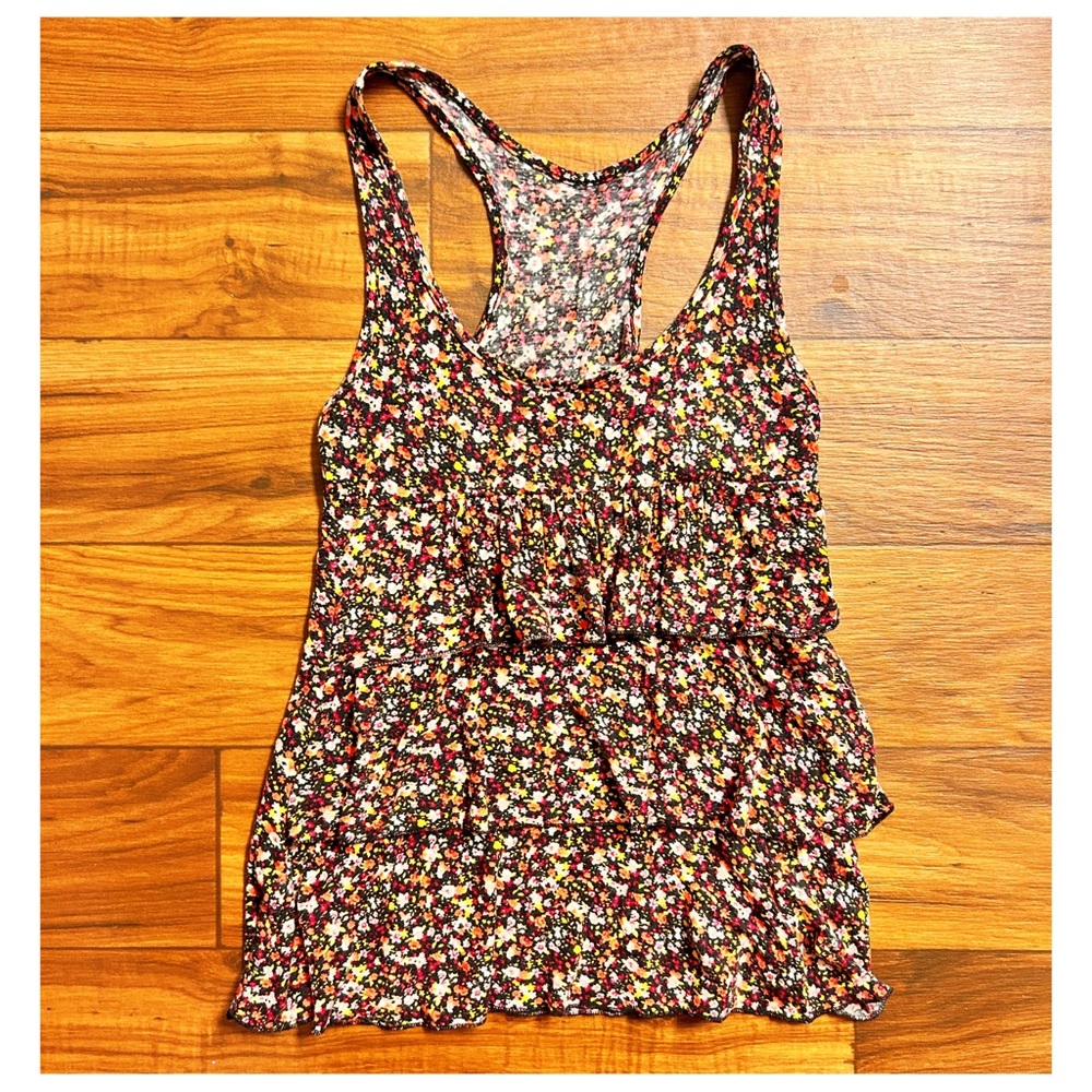 Floral racerback ruffle top size S